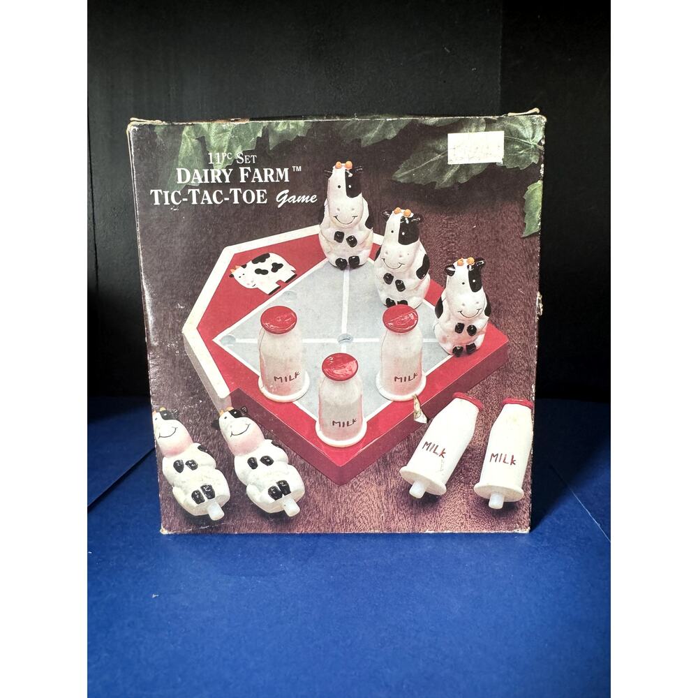 New in Box Tic Tac Toe game Dairy Farm 10 pc set Vintage